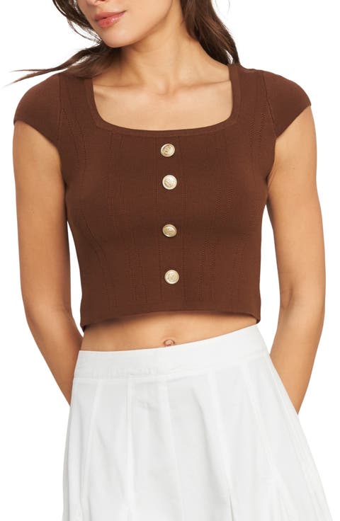 Square Neck Knit Crop Top