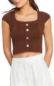 FLYING TOMATO Square Neck Knit Crop Top