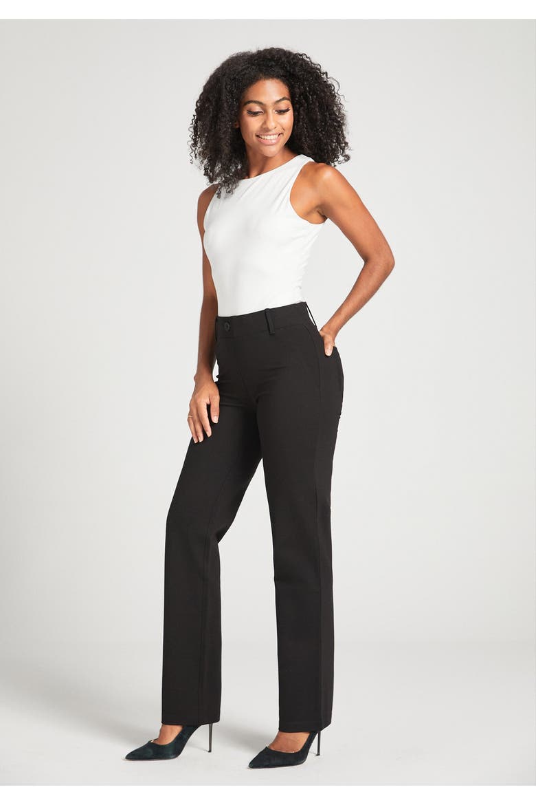 ladies straight leg dress pants Women's Perfect Fit Pants, Straight-Leg Black Medium, Cotton