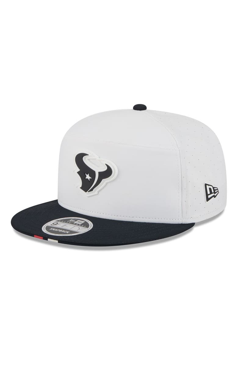 New Era Men's New Era White/Navy Houston Texans 2025 NFL Training Camp Split Panel 9FIFTY Snapback Hat, Main, color,