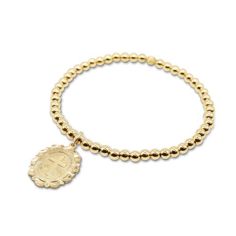 Cross Medallion Gold Filled Beaded Bracelet