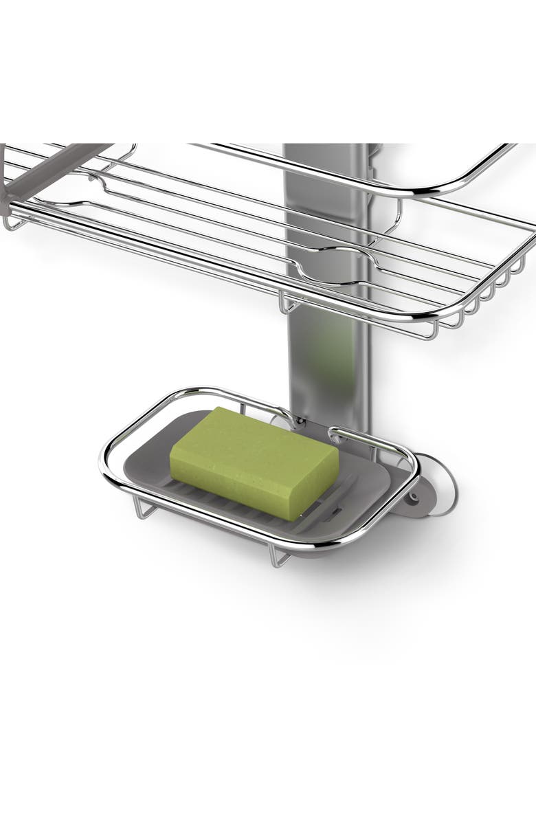 simplehuman adjustable caddy, stainless steel + anodized aluminum, Alternate, color, Grey