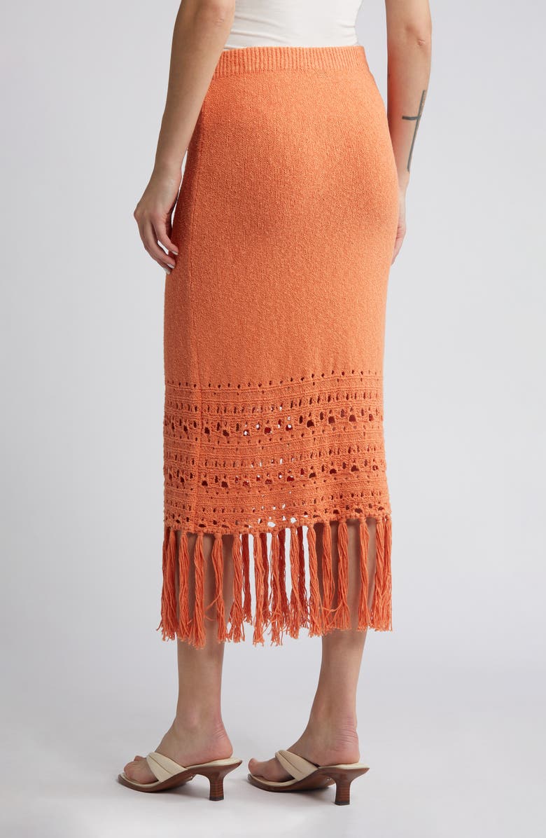 Rails Kaja Open Stitch Fringe Cotton Blend Sweater Skirt, Alternate, color, Persimmon