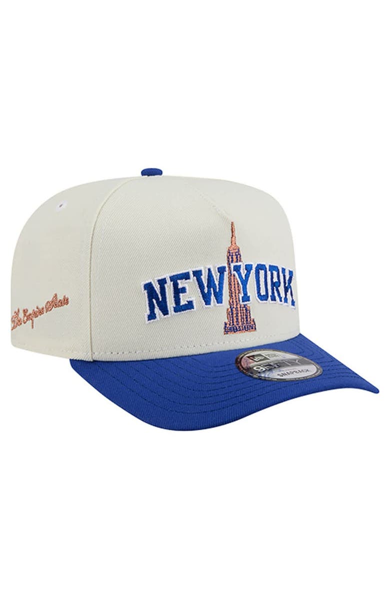 New Era Men's New Era White/Blue New York Knicks A-Frame 9FIFTY Adjustable Hat, Main, color, 
