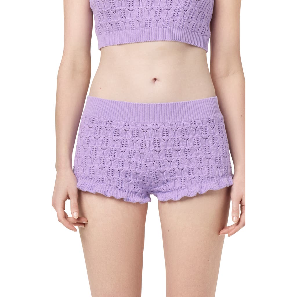 Florence By Mills Pointelle Knit Shorts In Millie Lavender