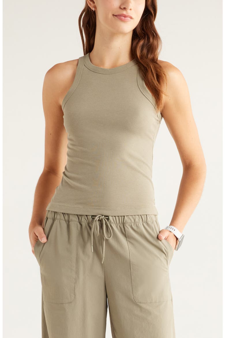 Go-To Rib Performance Tank, Main, color, GREEN VETIVER