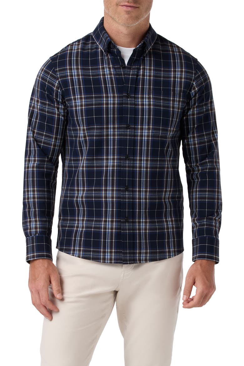 City Classic Fit Flannel Button-Down Shirt, Main, color, NAVY THOMAS PLAID CLASSIC