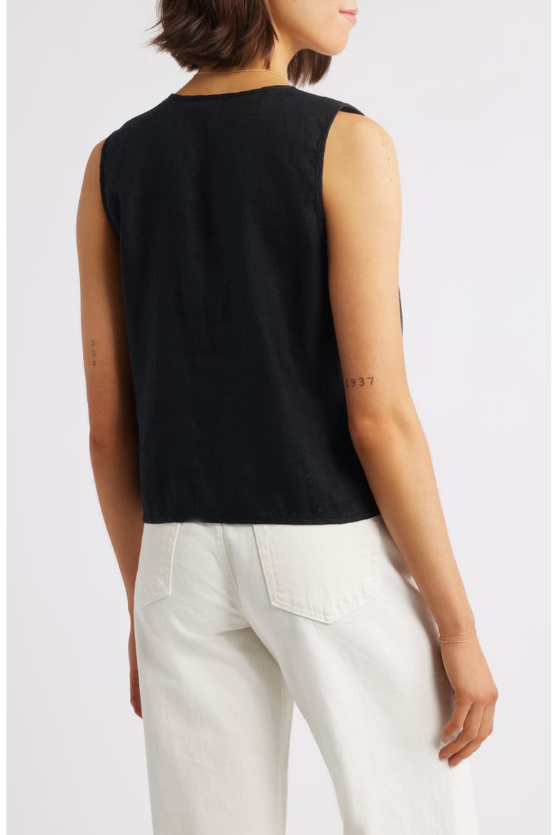 Linen Tie Front Vest, Alternate, color, BLACK