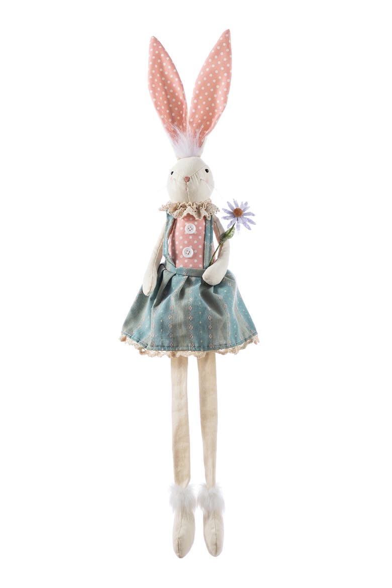 Easter Fabric Girl Bunny with Dangling Legs, Main, color, Pink