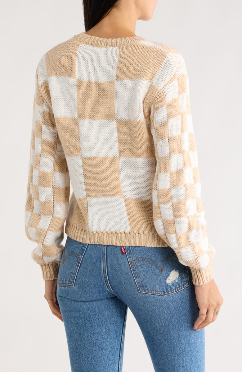 INDUSTRY REPUBLIC CLOTHING Check Crewneck Sweater, Alternate, color, Beige/ Ivory