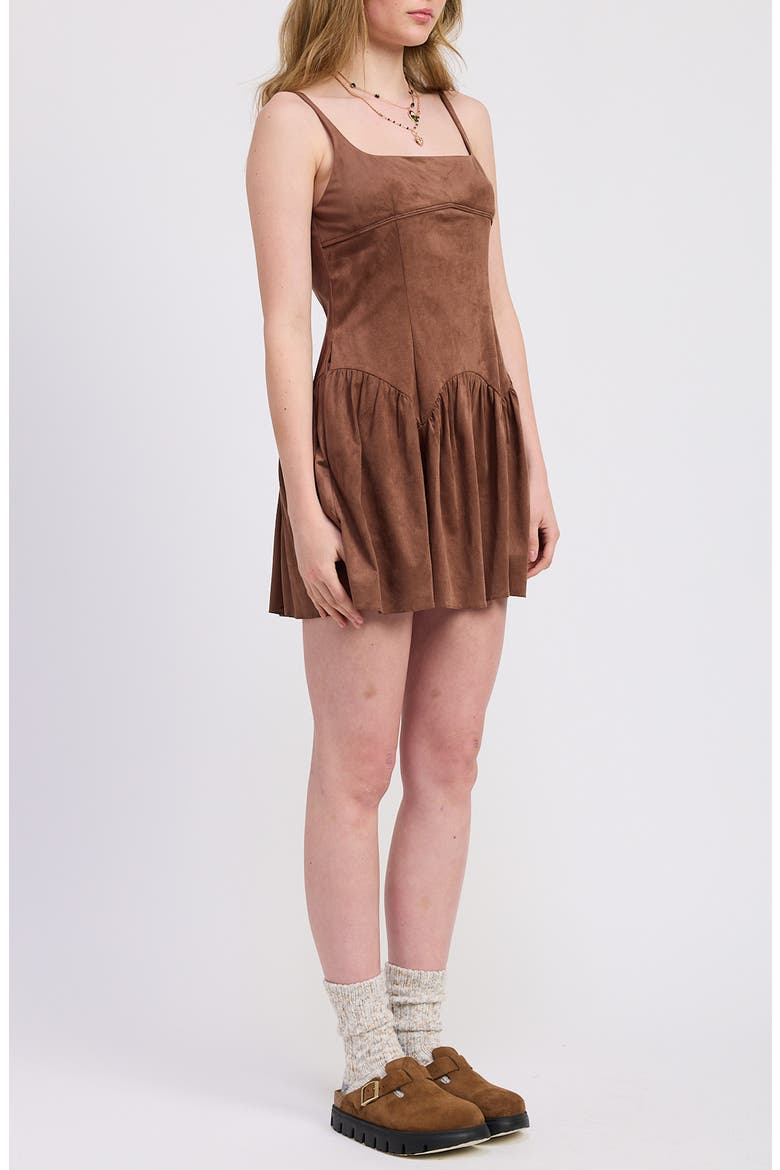 Cordelia Empire Waist Fit & Flare Minidress, Alternate, color, MOCHA