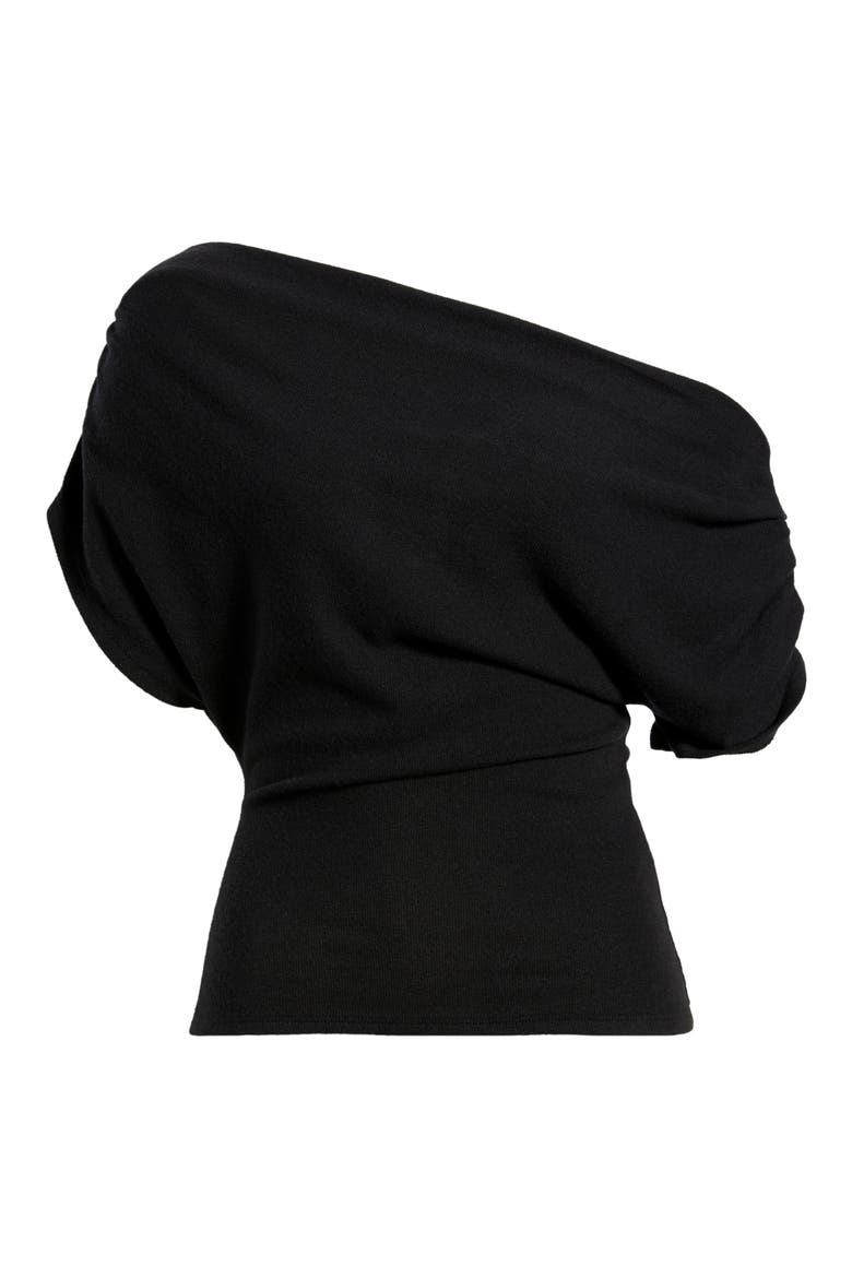 Iris One-Shoulder Knit Top, Alternate, color, BLACK