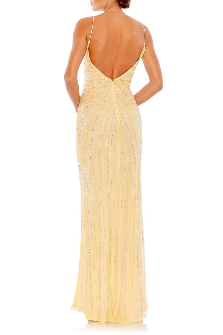 Beaded Faux Wrap Gown, Alternate, color, BUTTERCREAM