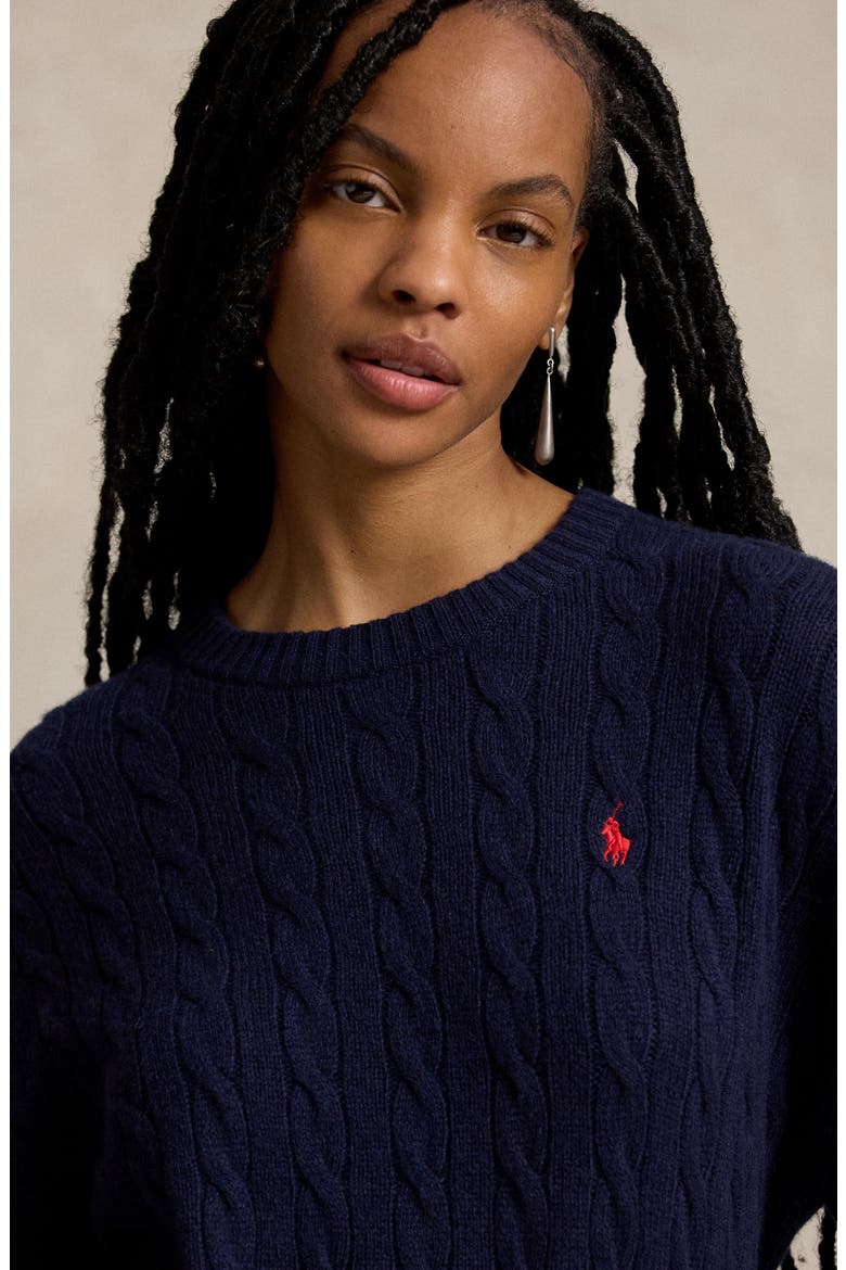 Cable Knit Sweater Dress, Alternate, color, HUNTER NAVY