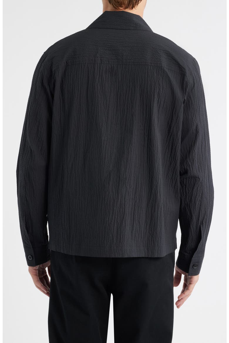 Alban 5721 Cotton Seersucker Zip-Up Shirt Jacket, Alternate, color, BLACK