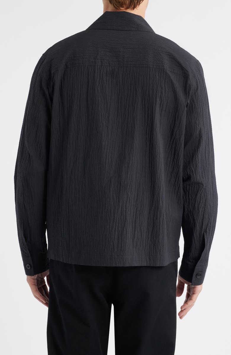 NN07 Alban 5721 Cotton Seersucker Zip-Up Shirt Jacket, Alternate, color, Black