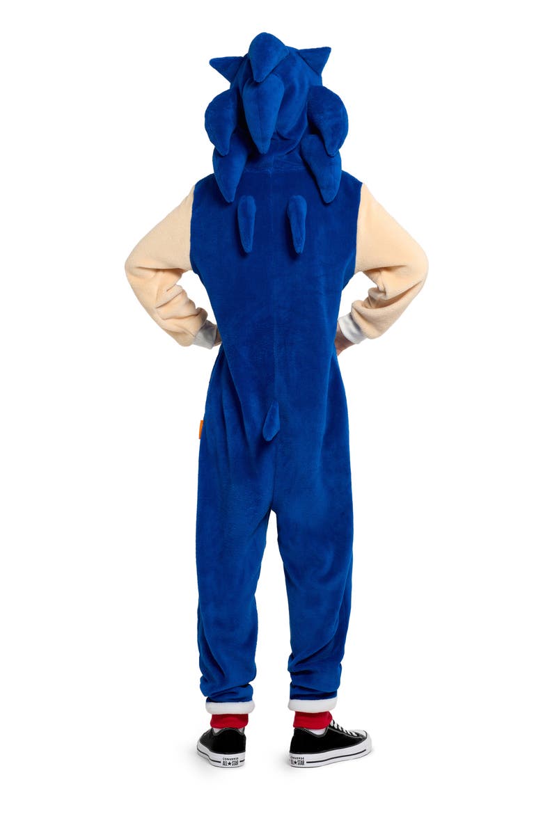 Kids' Sonic the Hedgehog® One-Piece Hooded Jumpsuit, Alternate, color, BLUE