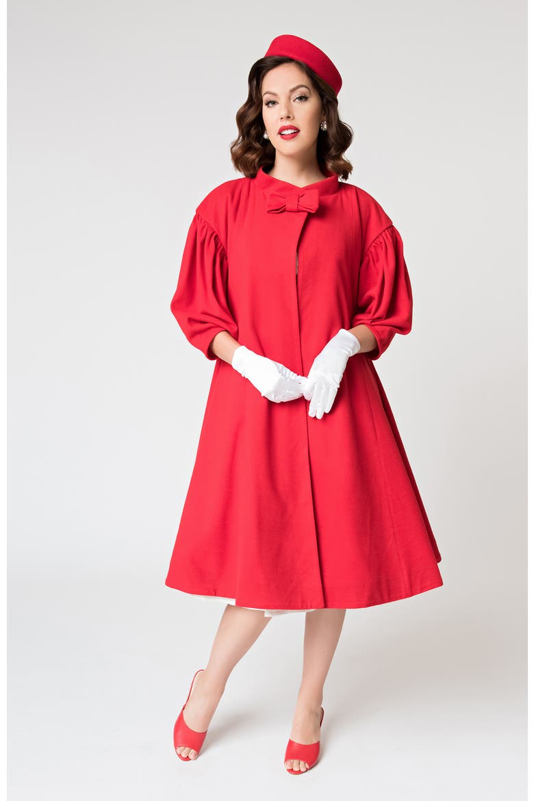 1960s Flare Swing Coat, Main, color, Red