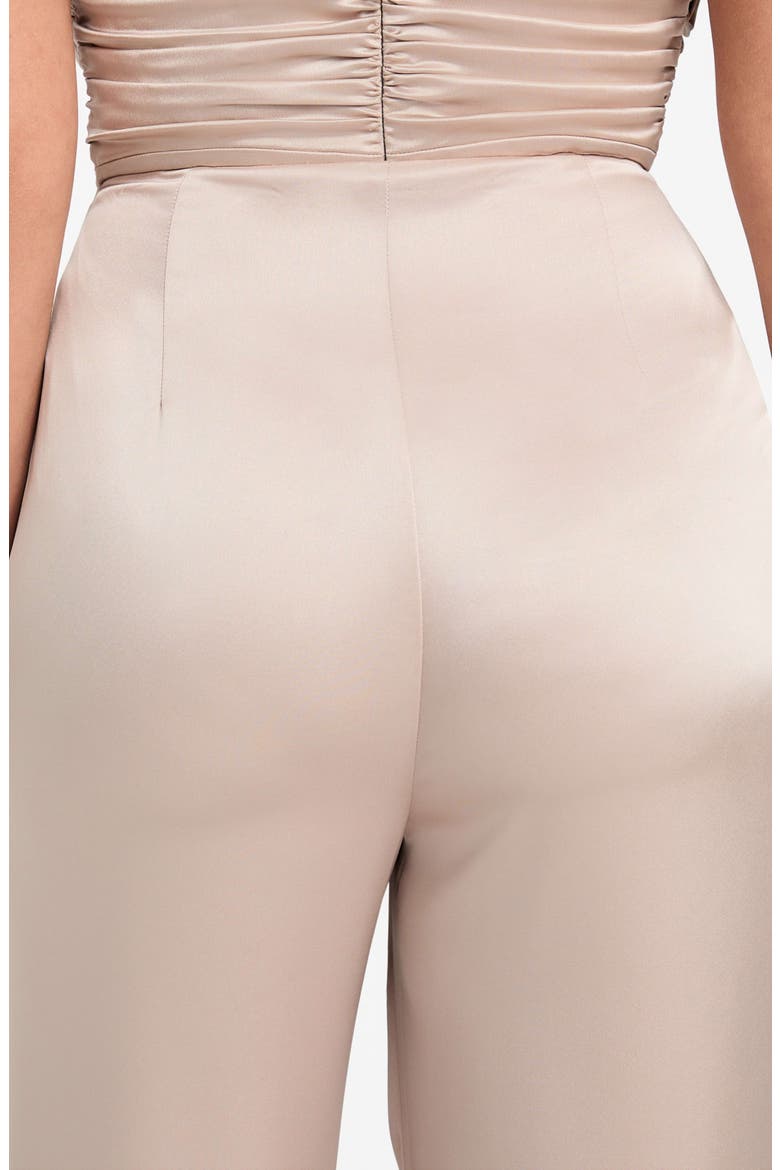 Aretha Overlap Wide Leg Satin Pants, Alternate, color, VELVET TAUPE