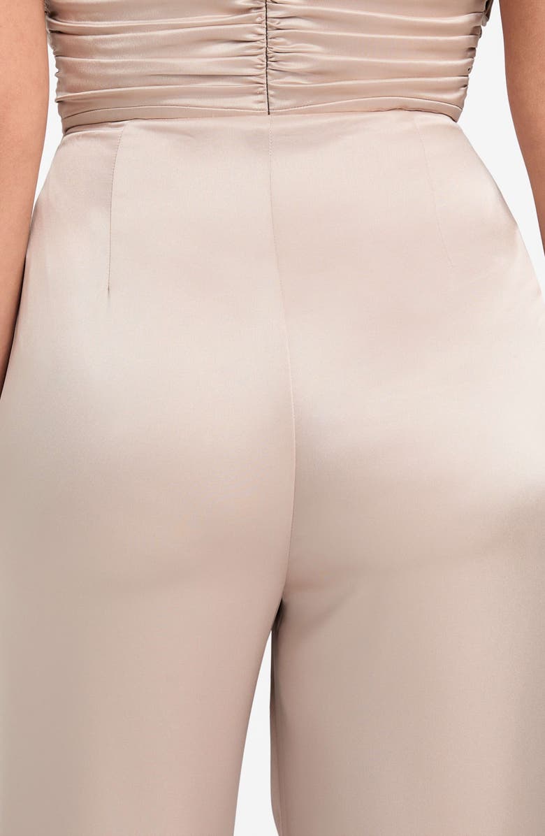 Marciano Aretha Overlap Wide Leg Satin Pants, Alternate, color, Velvet Taupe