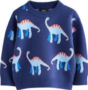 NEXT Kids' Dinosaur Jacquard Crewneck Sweater