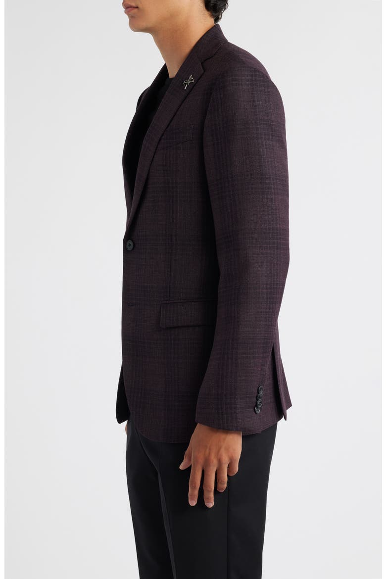 Bleeker Purple Shadow Check Slub Wool Blend Sport Coat, Alternate, color, PURPLE