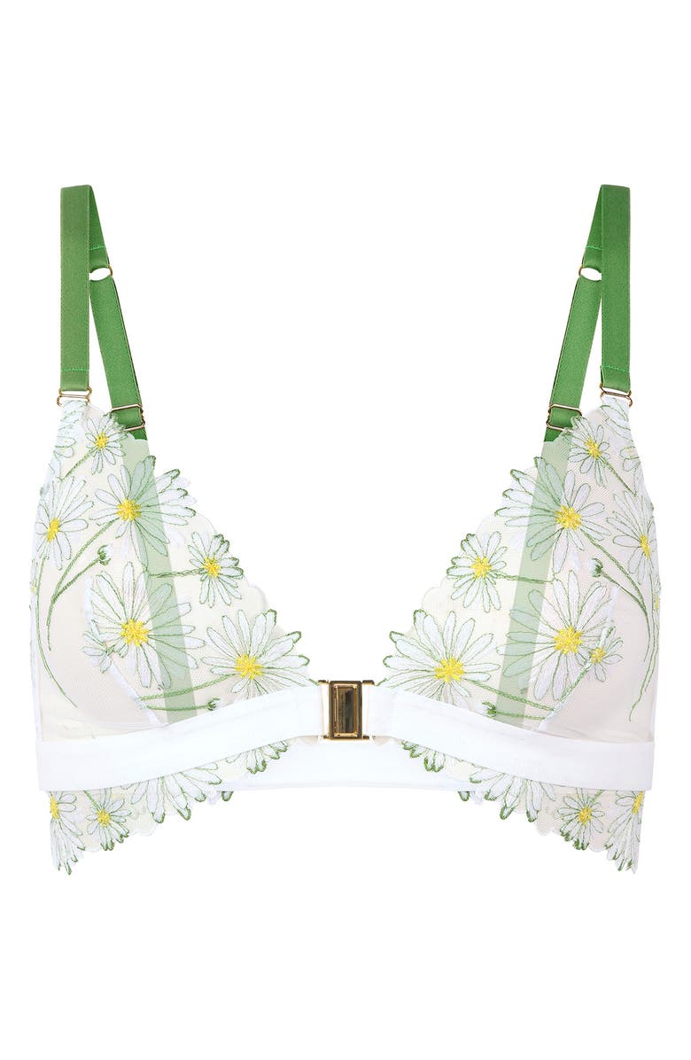 Huit Dance des Fleurs Embroidered Mesh Bralette, Alternate, color, Floral Green