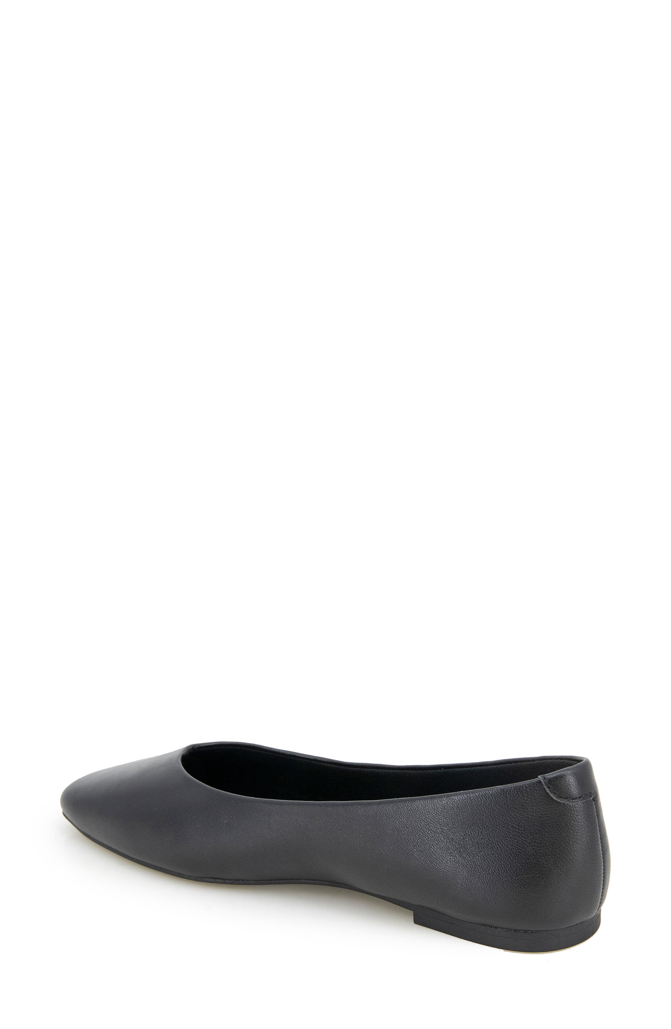 Kenneth Cole Johanna Square Toe Flat, Alternate, color, Black Leather
