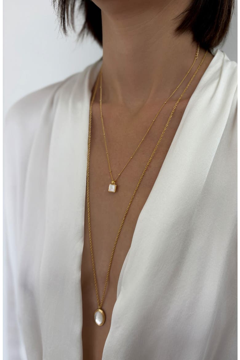 Mini Square Mother-of-Pearl Pendant Necklace, Alternate, color, WHITE