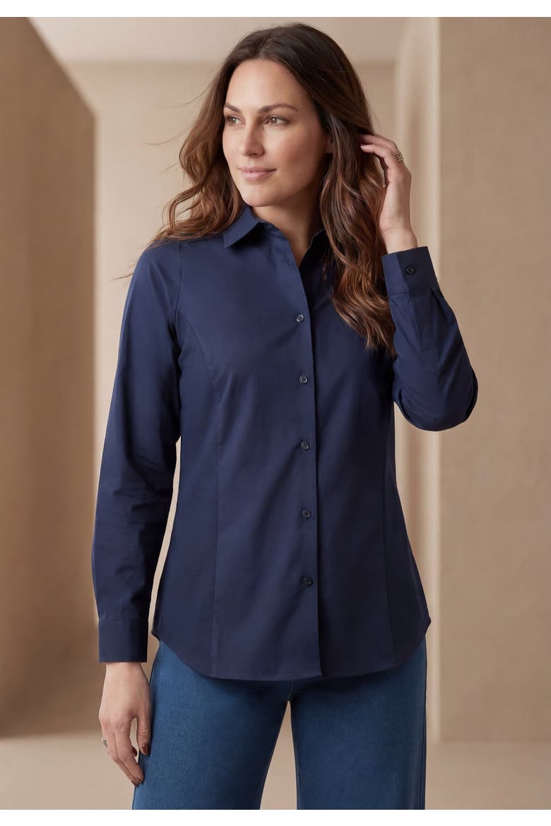 Poplin Comfort Fit Shirt, Main, color, NAVY