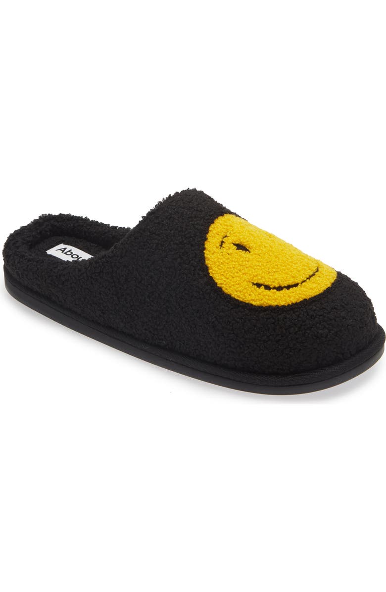 Abound Quinn Slipper, Main, color, Black Smiley Face