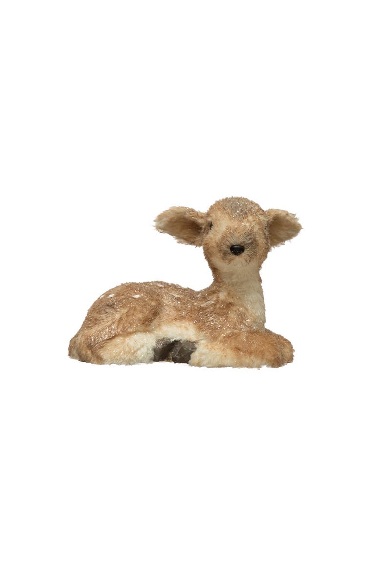Faux Fur Lying Fawn with Glitter, Tan & White, Main, color, White