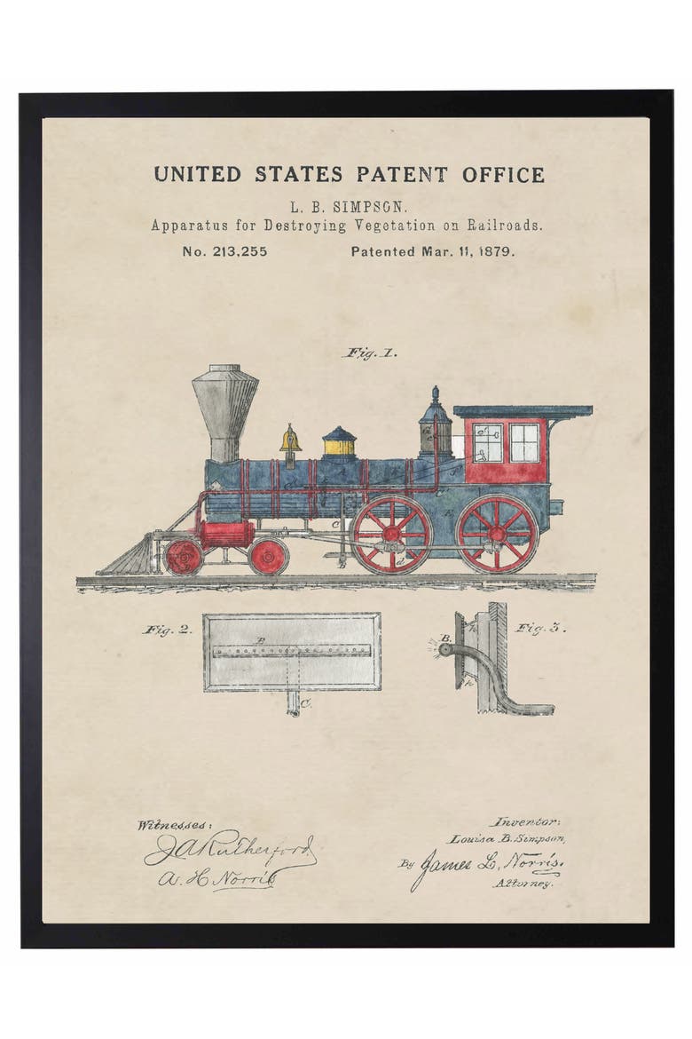 Toy Train Patent in Black Frame, Main, color, No Color