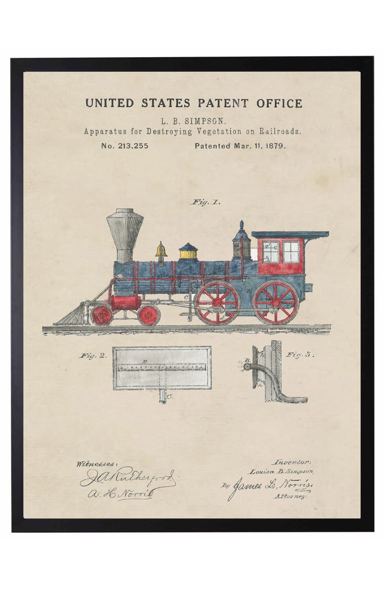 Antique Curiosities Toy Train Patent in Black Frame, Main, color, NO COLOR