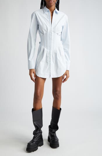DION LEE DION LEE TUXEDO CORSET MINI SHIRTDRESS