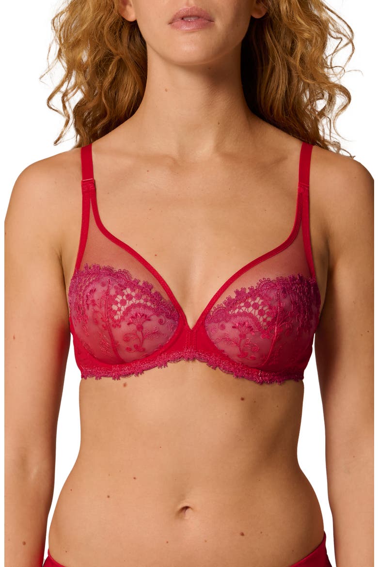 Wish Underwire Plunge Bra, Main, color, RAINBOW RED