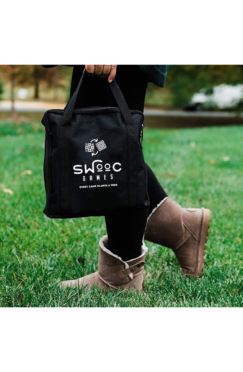 Swooc Games 2-in-1 Premium Giant Checkers & Tic Tac Toe Game, Alternate, color, Black, White