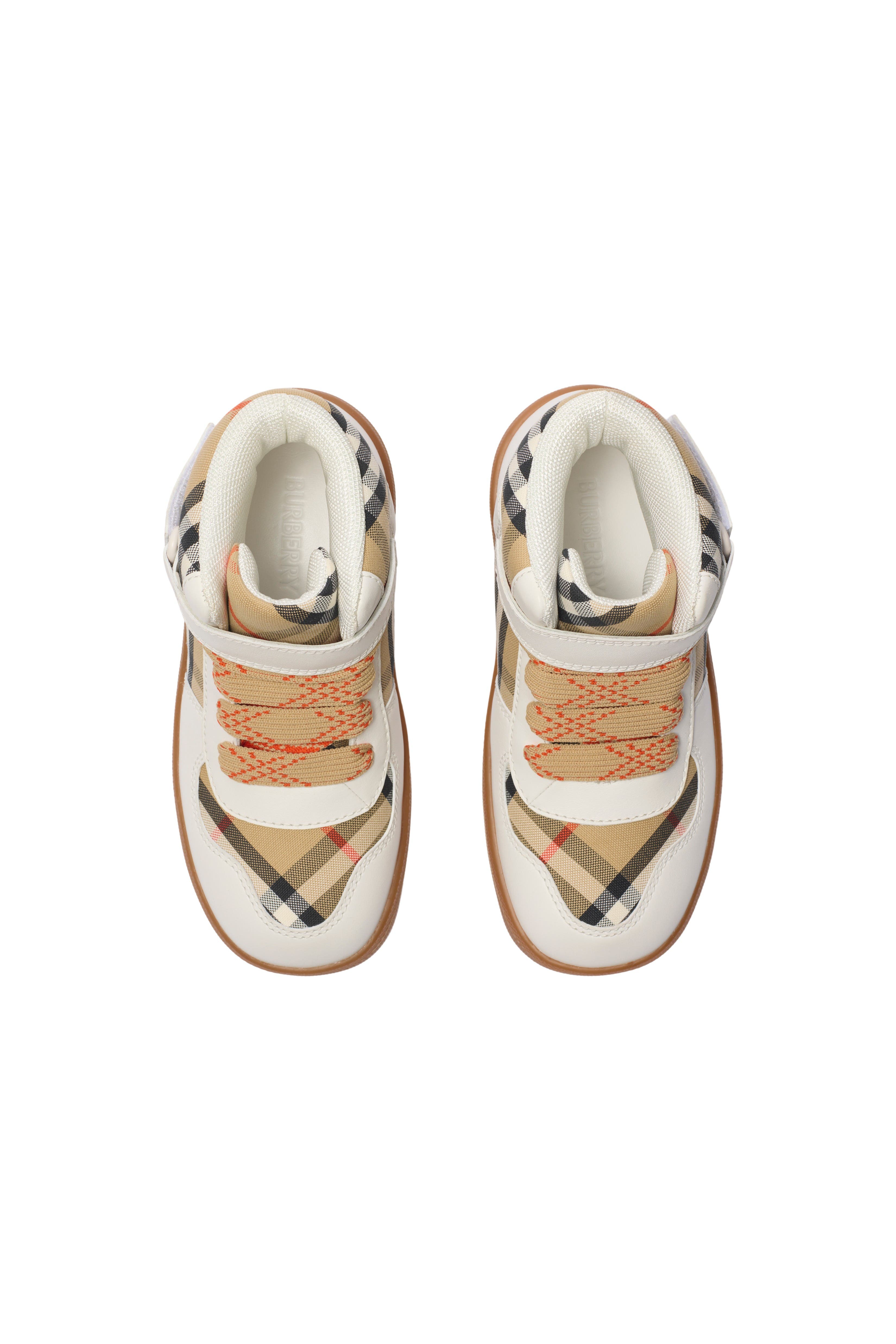 Burberry Check and Leather High-top Sneakers, Alternate, color, 