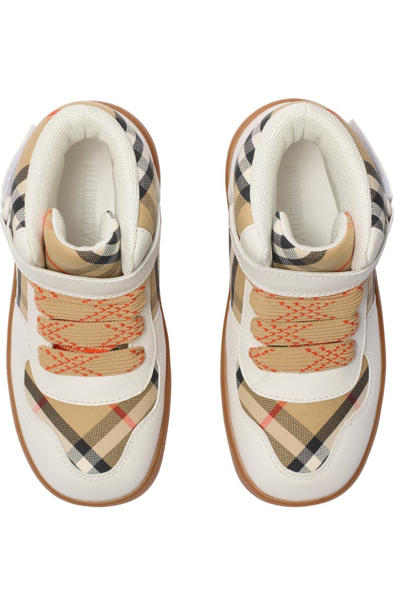 Burberry Check and Leather High-top Sneakers, Alternate, color,