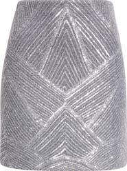 ST. JOHN Sequin Chevron Embellished A-Line Skirt