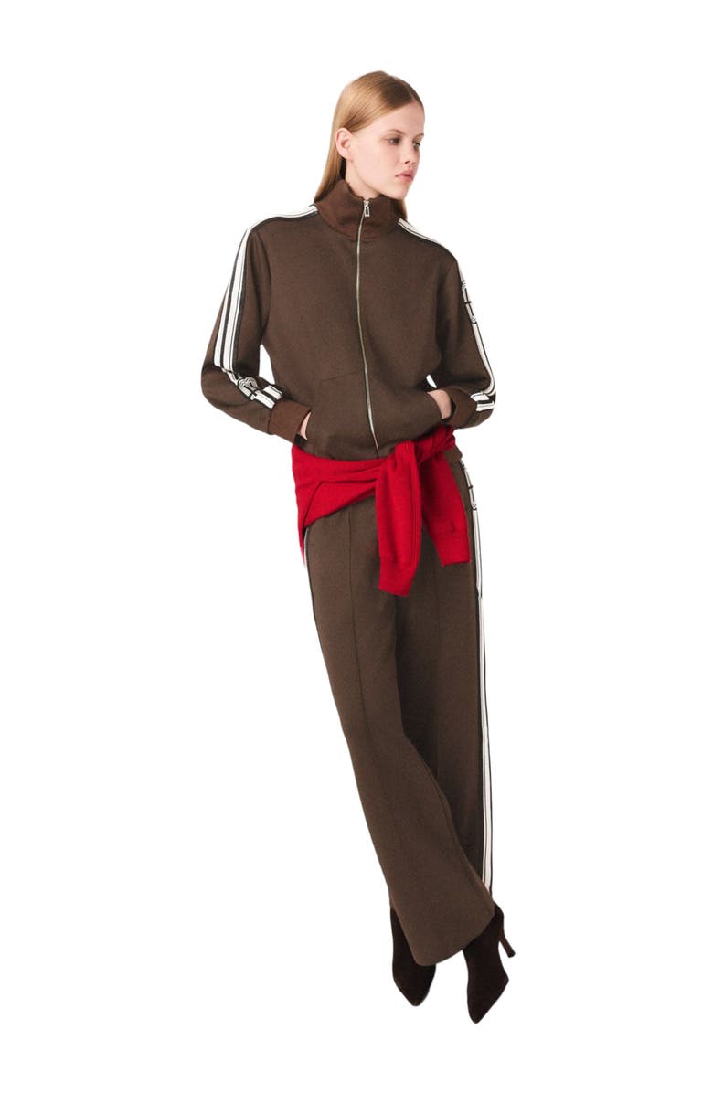 maje Sweatshirt with straight stripes, Alternate, color, Dark Brown