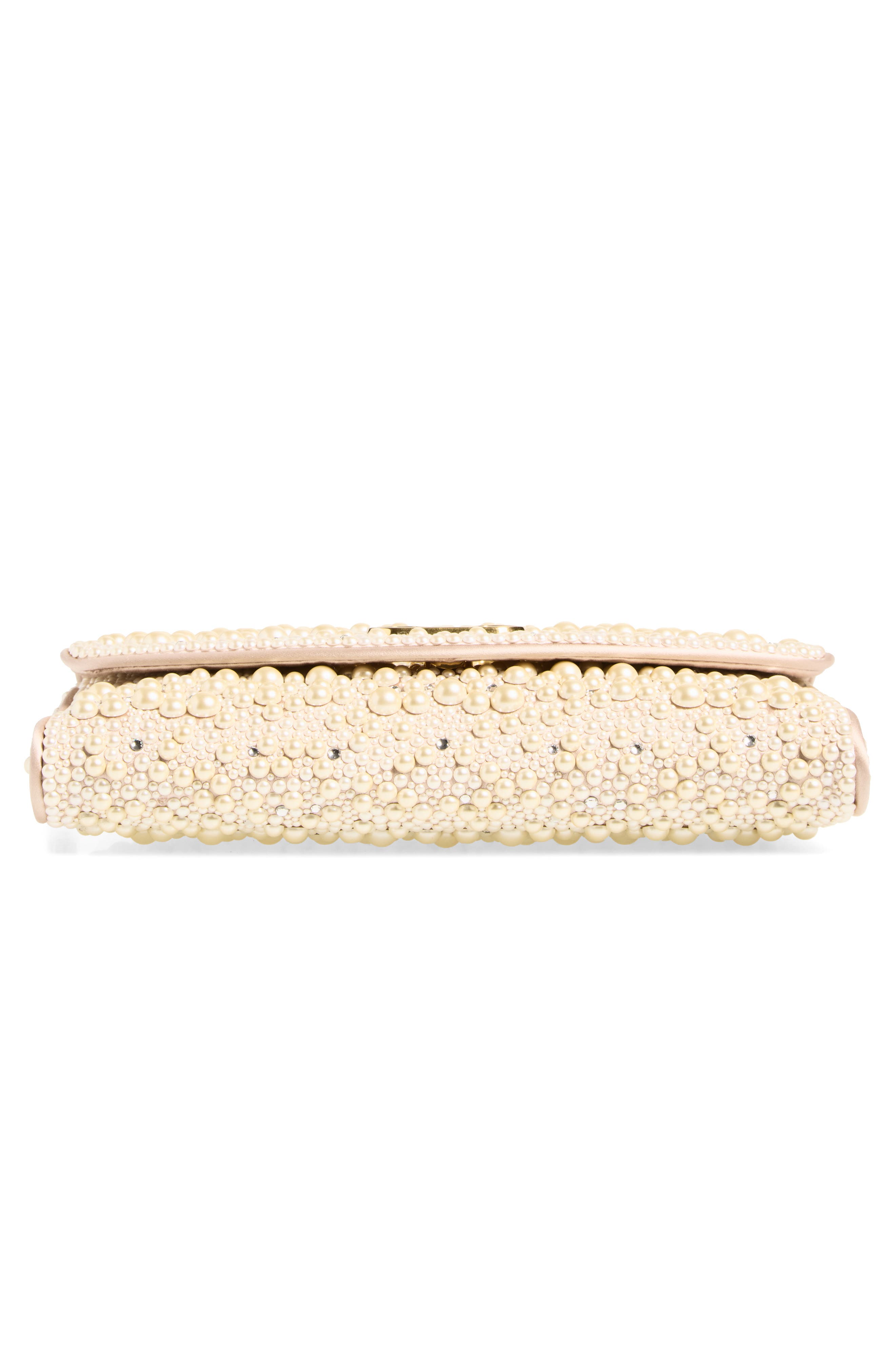 Small Devain Faux Pearl Clutch, Alternate, color, CREAM