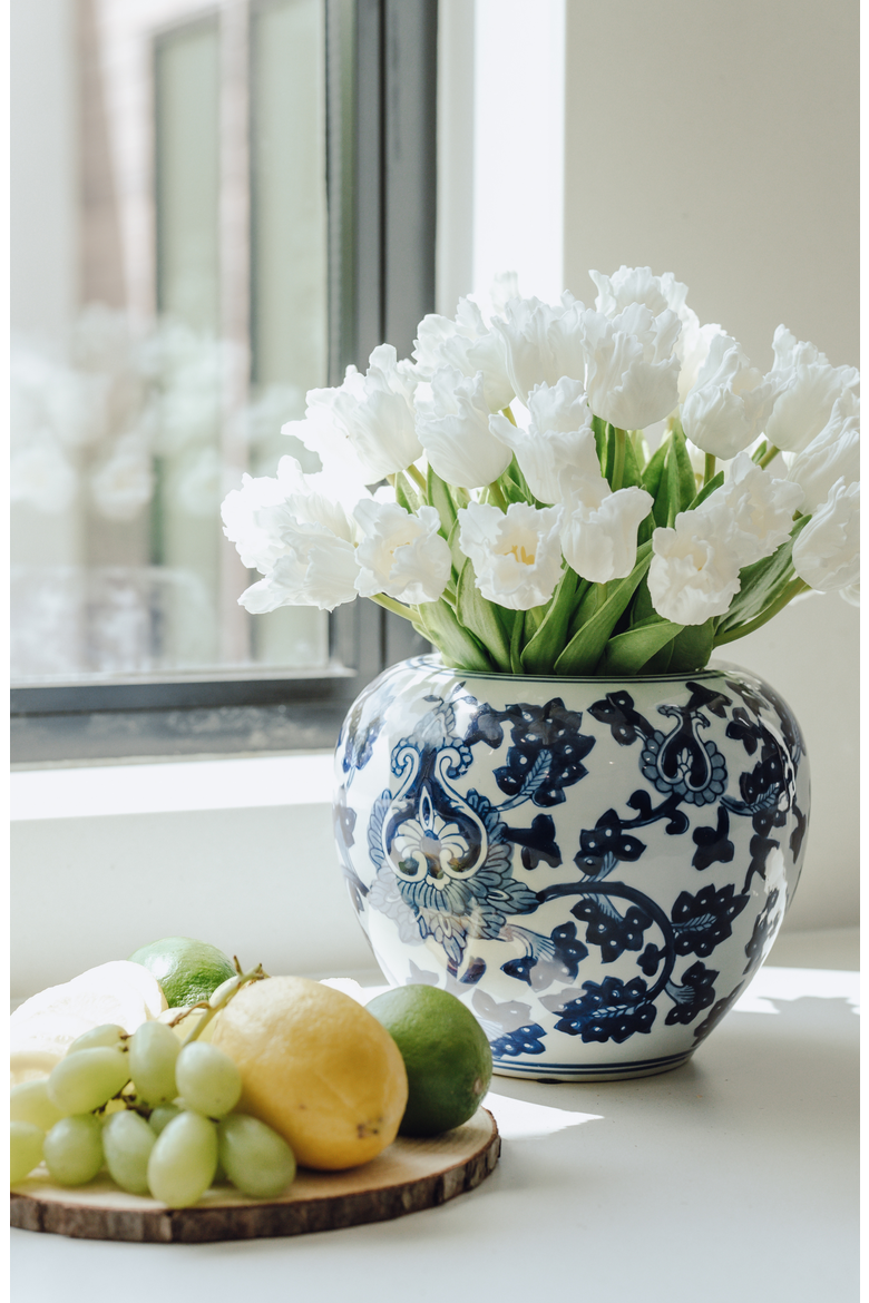 Claude RealTouch Tulip Toile Arrangement, Alternate, color, Snow