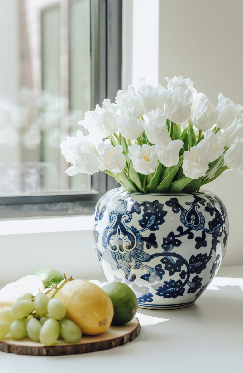 CocoBella Claude RealTouch Tulip Toile Arrangement, Alternate, color, Snow