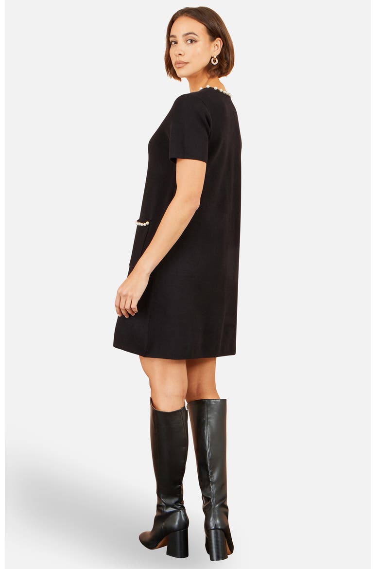 Embellished Detail Knitted Tunic Dress, Alternate, color, Black