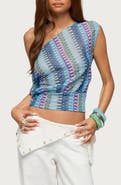 EDIKTED Taniya Zigzag Off the Shoulder Knit Crop Top