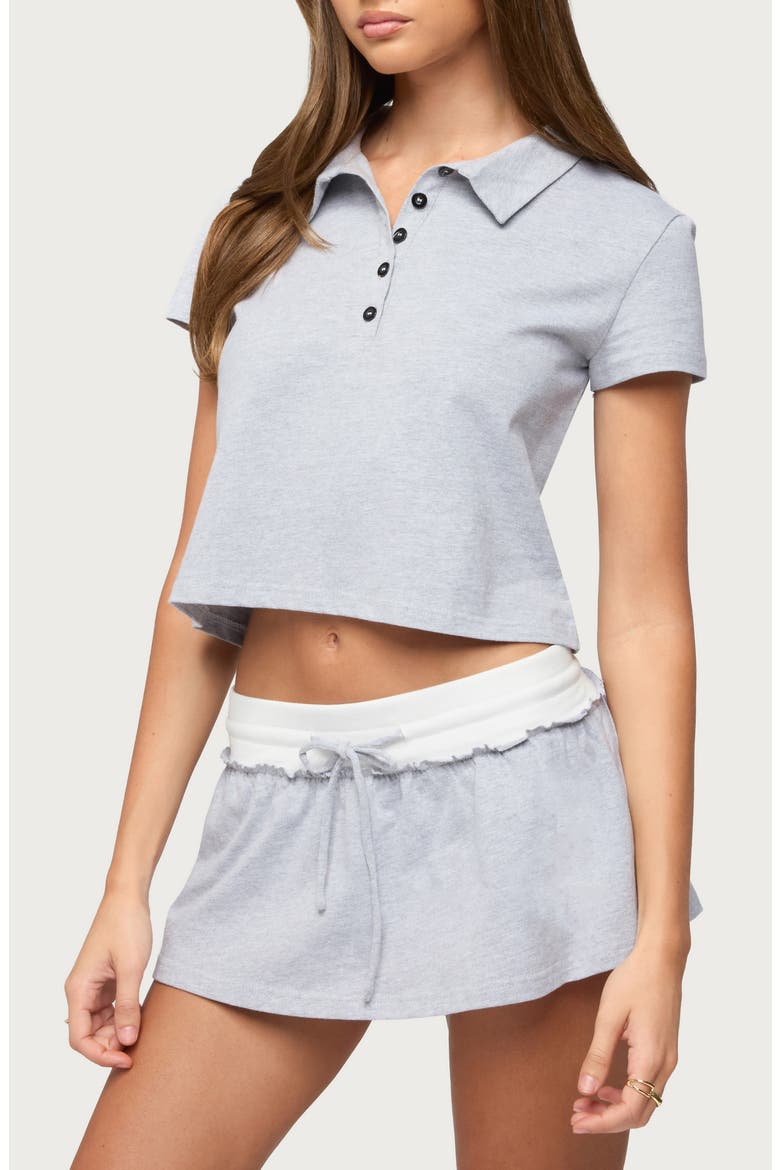 Tenney Cropped Polo Top, Alternate, color, GRAY-MELANGE