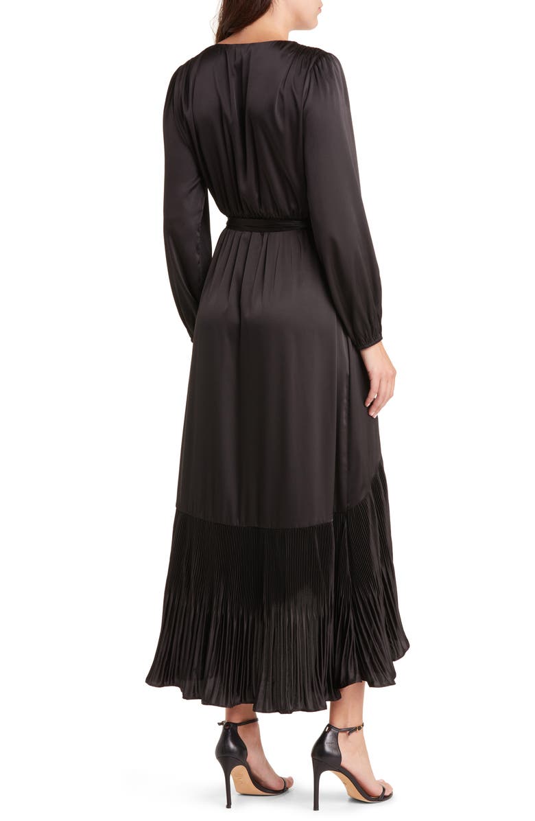 Mila Mae Asymmetric Pleated Belted Long Sleeve Dress, Alternate, color, 