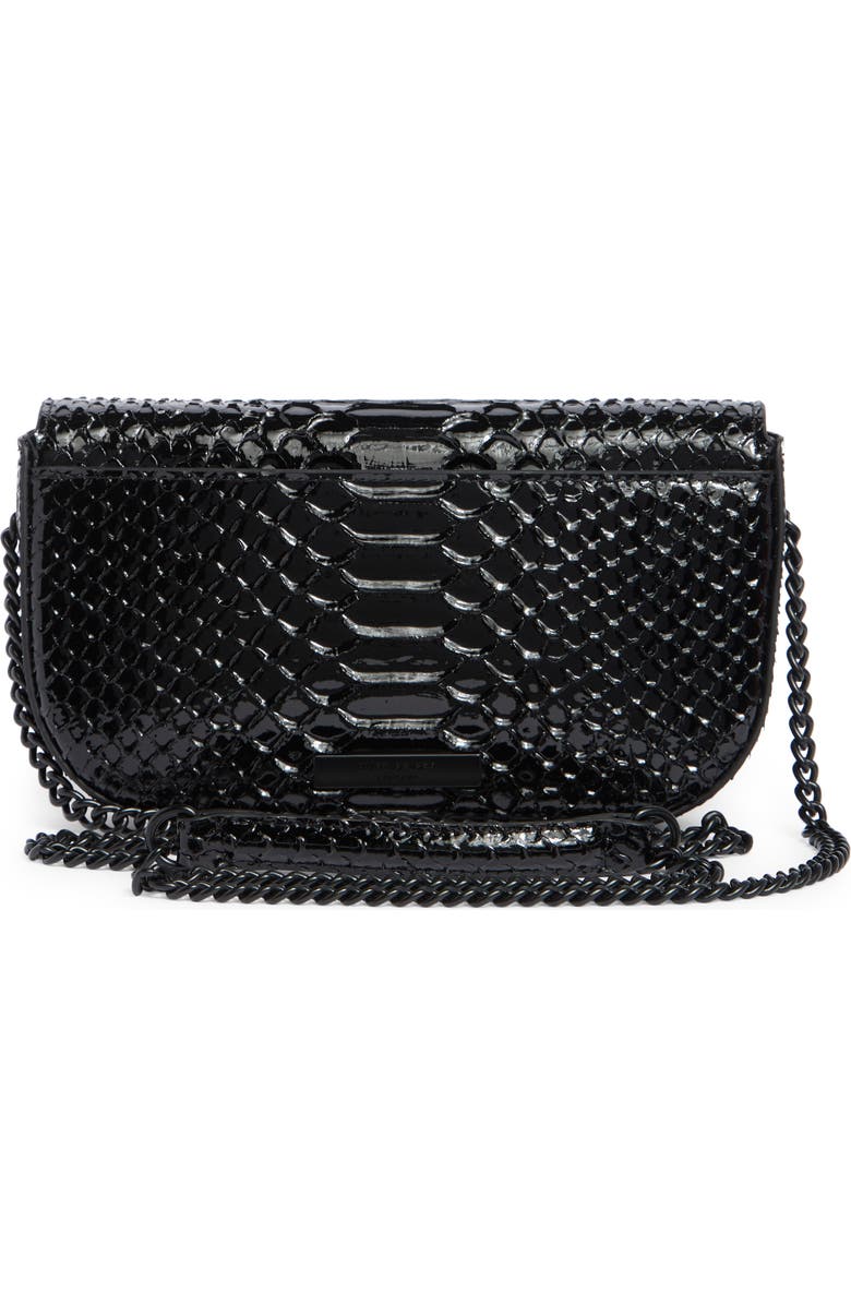 Kurt Geiger London Small Chelsea Croc Embossed Leather Crossbody Bag, Alternate, color, Black