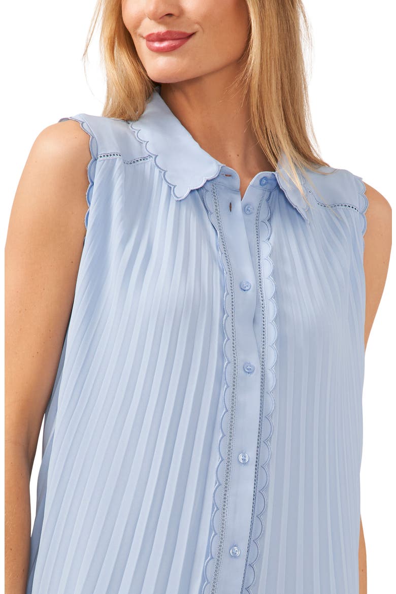 Scalloped Pleated Shirtdress, Alternate, color, BLUE AIR